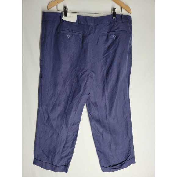 NWT LOFT Women's Pants Original Navy Blue Lightweight Linen Rayon Blend Size 16 - Picture 6 of 12